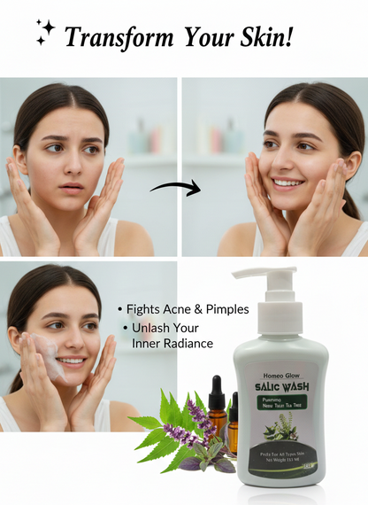 SGF Homeo Glow
SALIC WASH
PURIFYING
NEEM TULSI TEA TREE